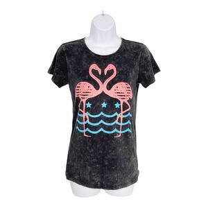 Fifth Sun Flamingo Heart Graphic Print Tee XS